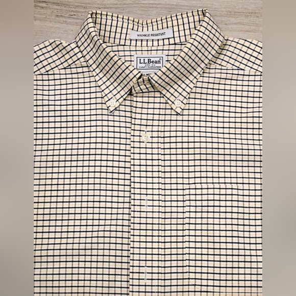 L.L. Bean Wrinkle Resistant Check Button Down Shirt Men 16.5x35 - Picture 4 of 9